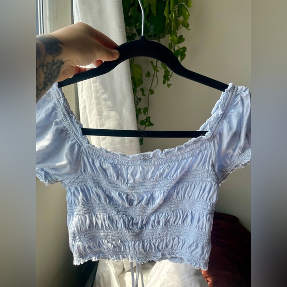 Cute Pastel Blue Lacy Crop Top - Picture 2 of 2